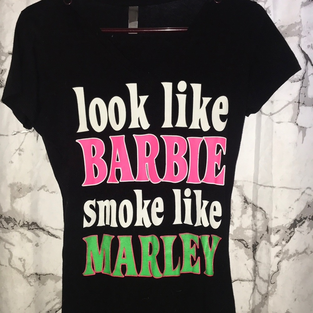 Look like Barbie smoke like Marley V-neck